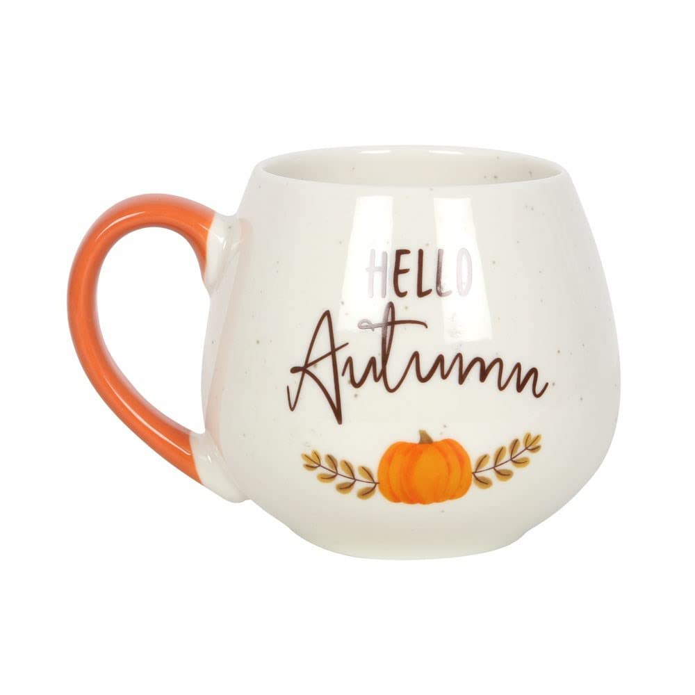 Abgerundete Tasse mit Aufschrift "Hello Autumn, Keramik