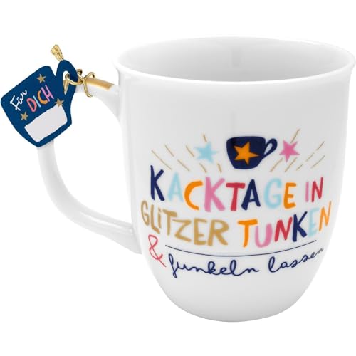 H:) PPY life Tasse mit Motiv "Funkeln lassen" | Kaffeetasse, Porzellan, 40 cl | Tasse mit Spruch, Geschenk | 47375