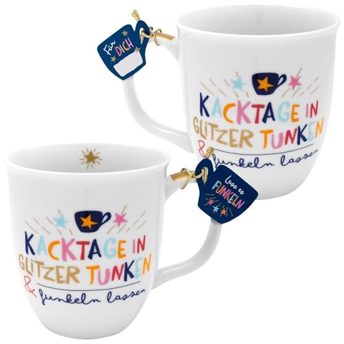 H:) PPY life Tasse mit Motiv "Funkeln lassen" | Kaffeetasse, Porzellan, 40 cl | Tasse mit Spruch, Geschenk | 47375