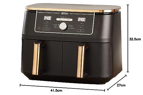 Ninja Foodi MAX Dual Zone Heißluftfritteuse AF400EUCP – 9,5 L, 2 Fächer, 6 Funktionen, 2470 W, Kupfer/Schwarz
