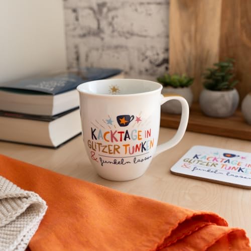 H:) PPY life Tasse mit Motiv "Funkeln lassen" | Kaffeetasse, Porzellan, 40 cl | Tasse mit Spruch, Geschenk | 47375