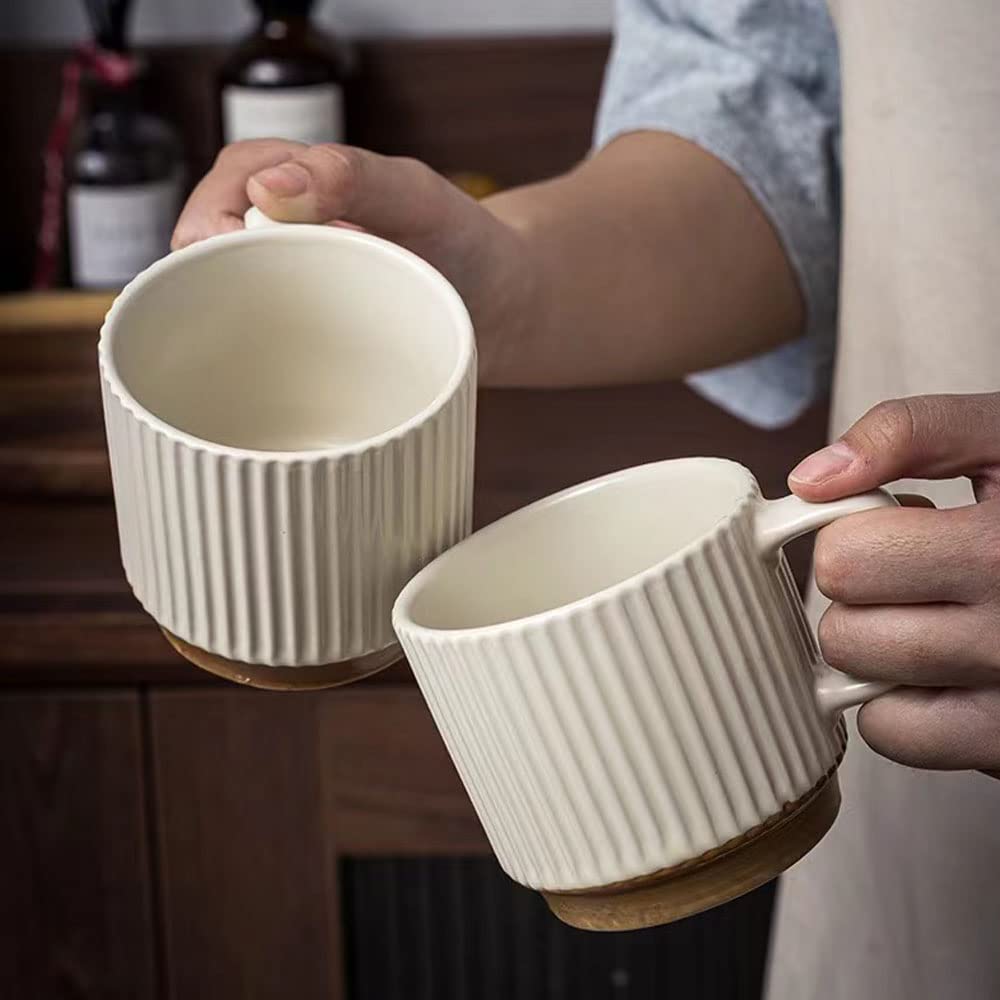 cawein Keramikbecher, 2 Stück, Keramik-Kaffeetassen, Milchbecher, Keramikbecher für Zuhause und Büro, mikrowellenfeste Milchkaffeetasse