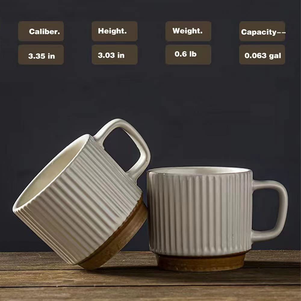 cawein Keramikbecher, 2 Stück, Keramik-Kaffeetassen, Milchbecher, Keramikbecher für Zuhause und Büro, mikrowellenfeste Milchkaffeetasse