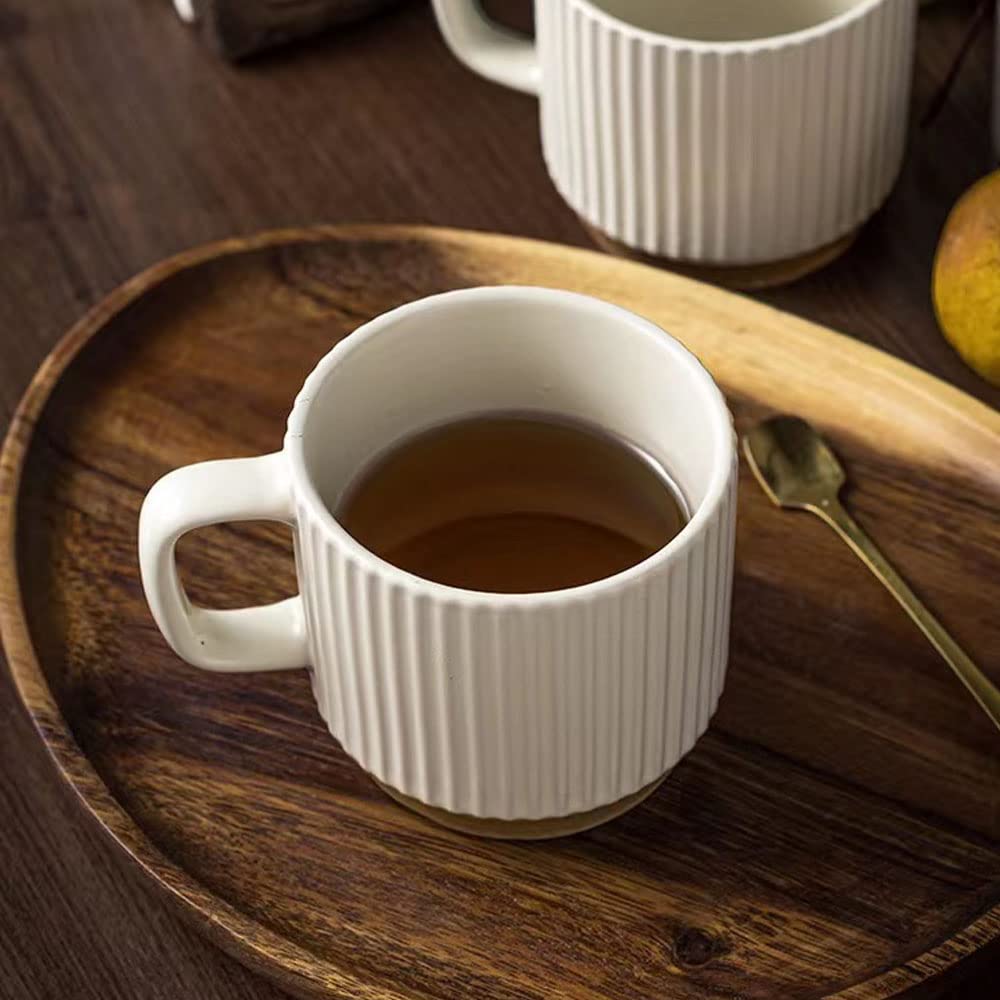cawein Keramikbecher, 2 Stück, Keramik-Kaffeetassen, Milchbecher, Keramikbecher für Zuhause und Büro, mikrowellenfeste Milchkaffeetasse