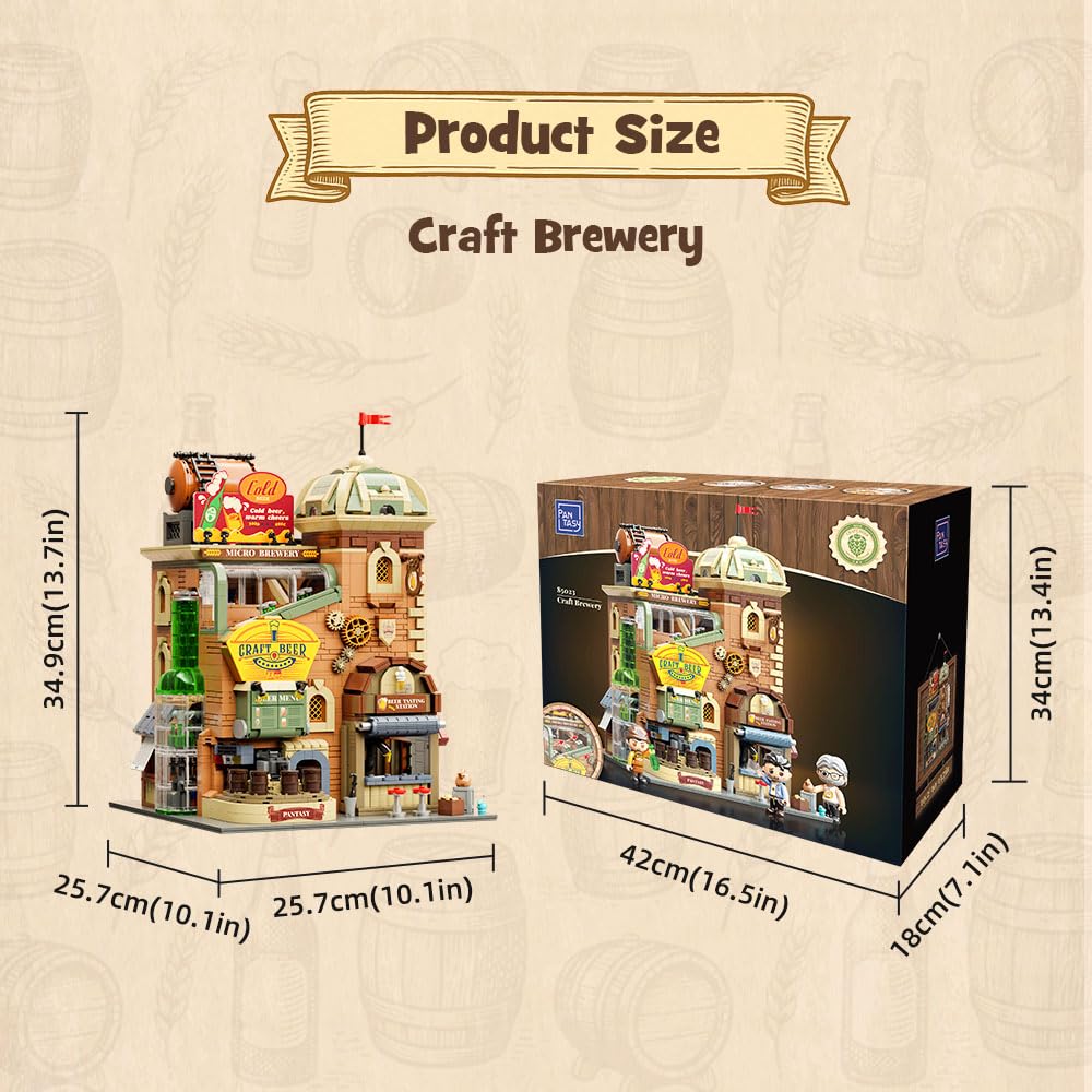 PANTASY Craft Beer Brewery – Bausteine-Set für Erwachsene | Vintage Mikrobrauerei Fabrikmodell mit modularer Architektur