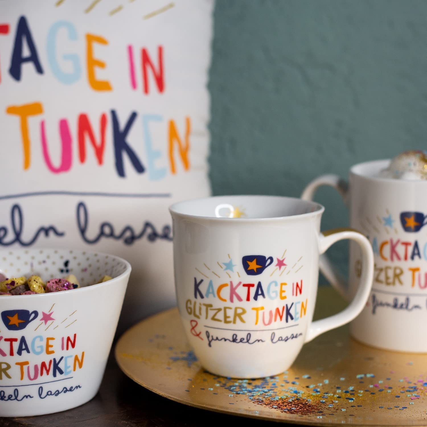 H:) PPY life Tasse mit Motiv "Funkeln lassen" | Kaffeetasse, Porzellan, 40 cl | Tasse mit Spruch, Geschenk | 47375