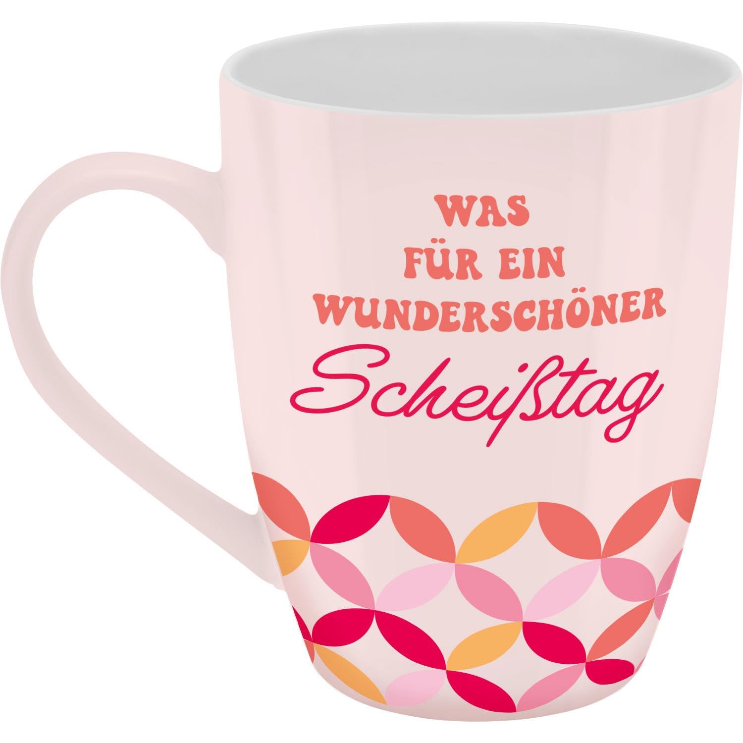 GRUSS & CO Becher mit Motiv "…tag" | Tasse mit Spruch, New Bone China Porzellan, 35 cl, mit Geschenkbaderole | lustiges Geschenk, Geburtstag | 74200