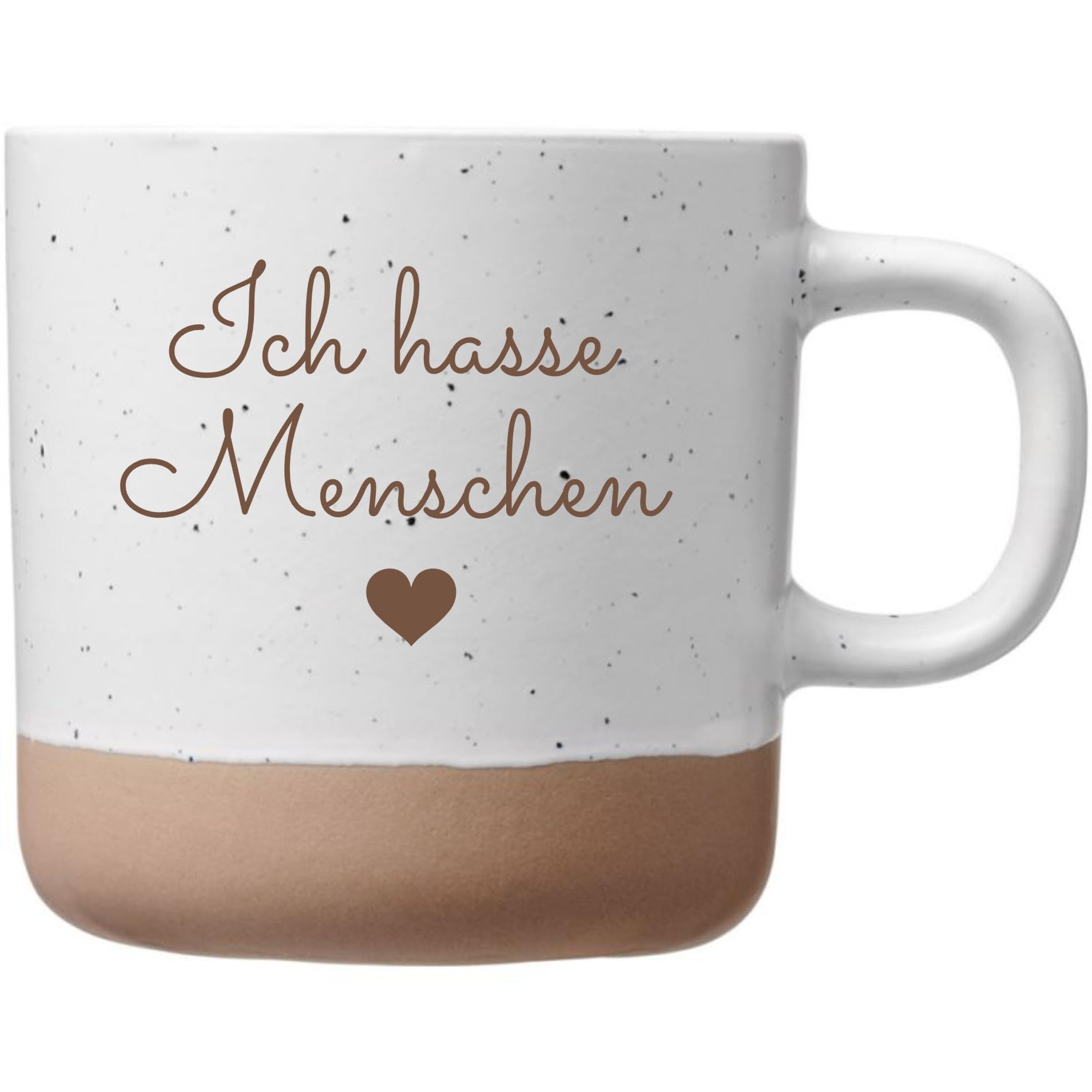 Dein Wunschtext als Gravur auf einer weißen Keramik Tasse mit 360ml - spülmaschinenfest - groß - Design (Links vom Griff)