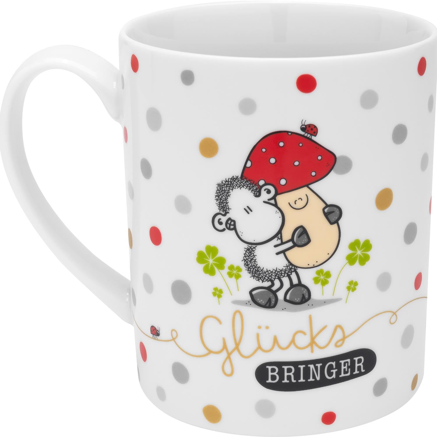 Sheepworld XL-Tasse mit Motiv "Glücksbringer" | Große Kaffetasse aus Porzellan, Jumbobecher, 60 cl, mit Spruch | Geschenk, Silvester, Weihnachten
