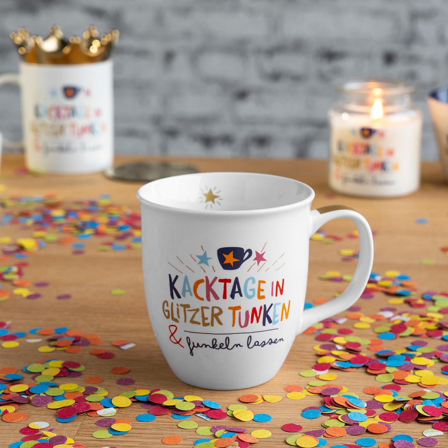 H:) PPY life Tasse mit Motiv "Funkeln lassen" | Kaffeetasse, Porzellan, 40 cl | Tasse mit Spruch, Geschenk | 47375