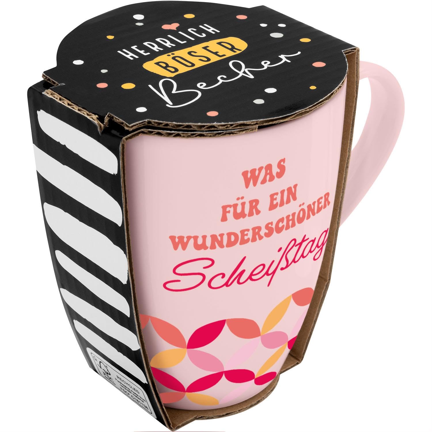 GRUSS & CO Becher mit Motiv "…tag" | Tasse mit Spruch, New Bone China Porzellan, 35 cl, mit Geschenkbaderole | lustiges Geschenk, Geburtstag | 74200