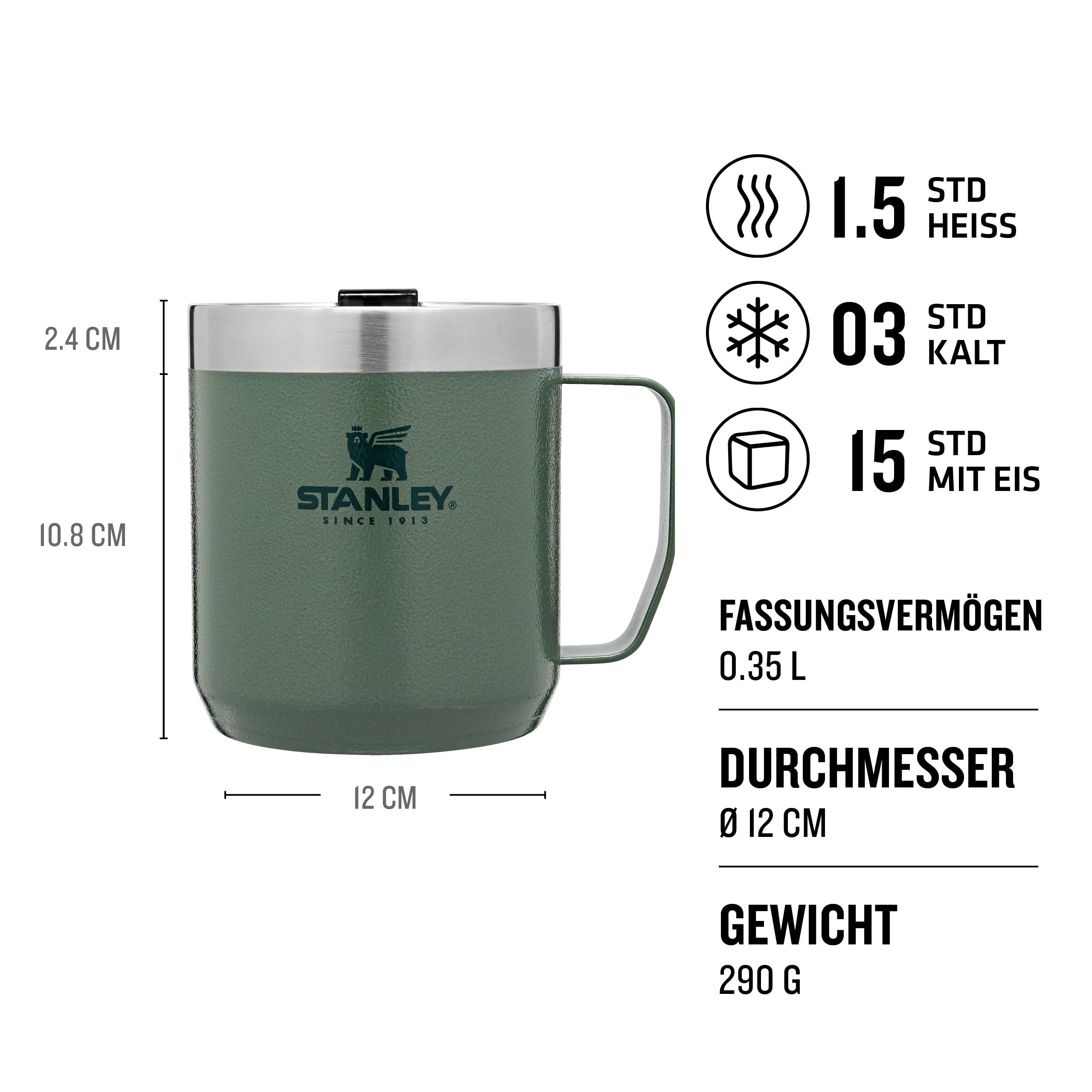 Stanley Classic Legendary Camp Mug Thermobecher 354 ml - Hält 1.5 Stunden Heiß - 3 Stunden Kalt - BPA-Frei - Spülmaschinenfest - Edelstahl