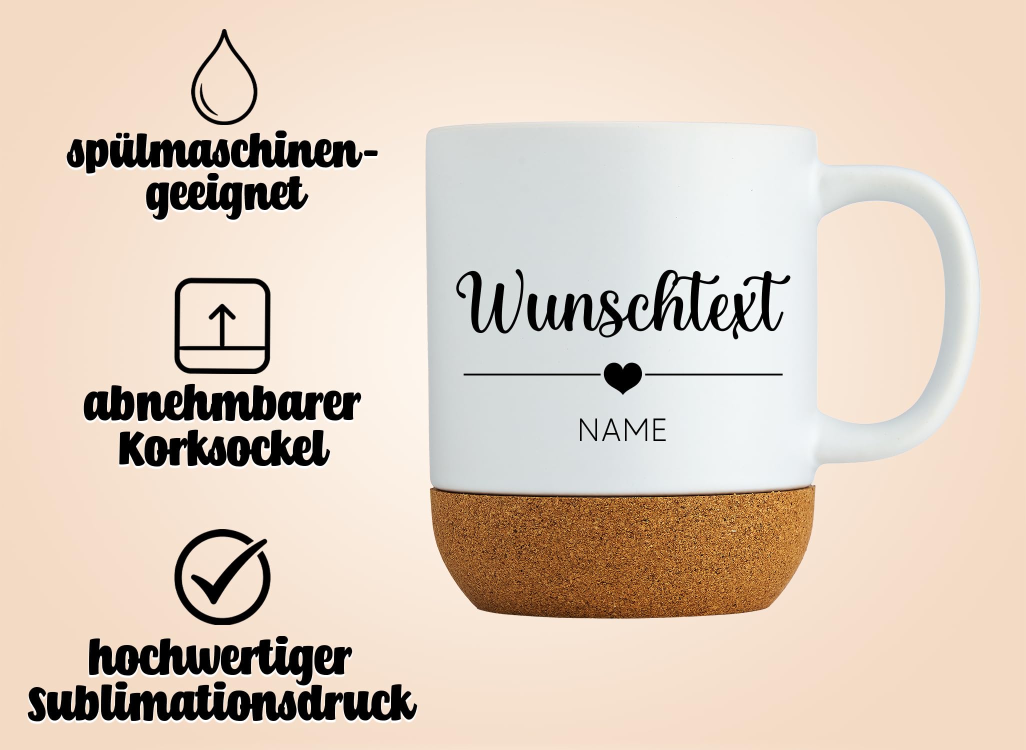 LIEBTASTISCH - Personalisierte Tasse mit Wunschtext, Personalisierte Tasse mit Namen oder eigenem Text, Kaffeetasse personalisiert, Keramikbecher