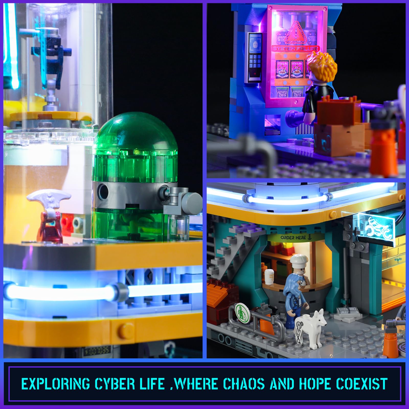 FUNWHOLE Cyberpunk-Villa (Beleuchtetes Baustein-Set, 2524 Teile, Zukunftsstadt-Modulgebäude für Erwachsene & Sci-Fi-Fans)
