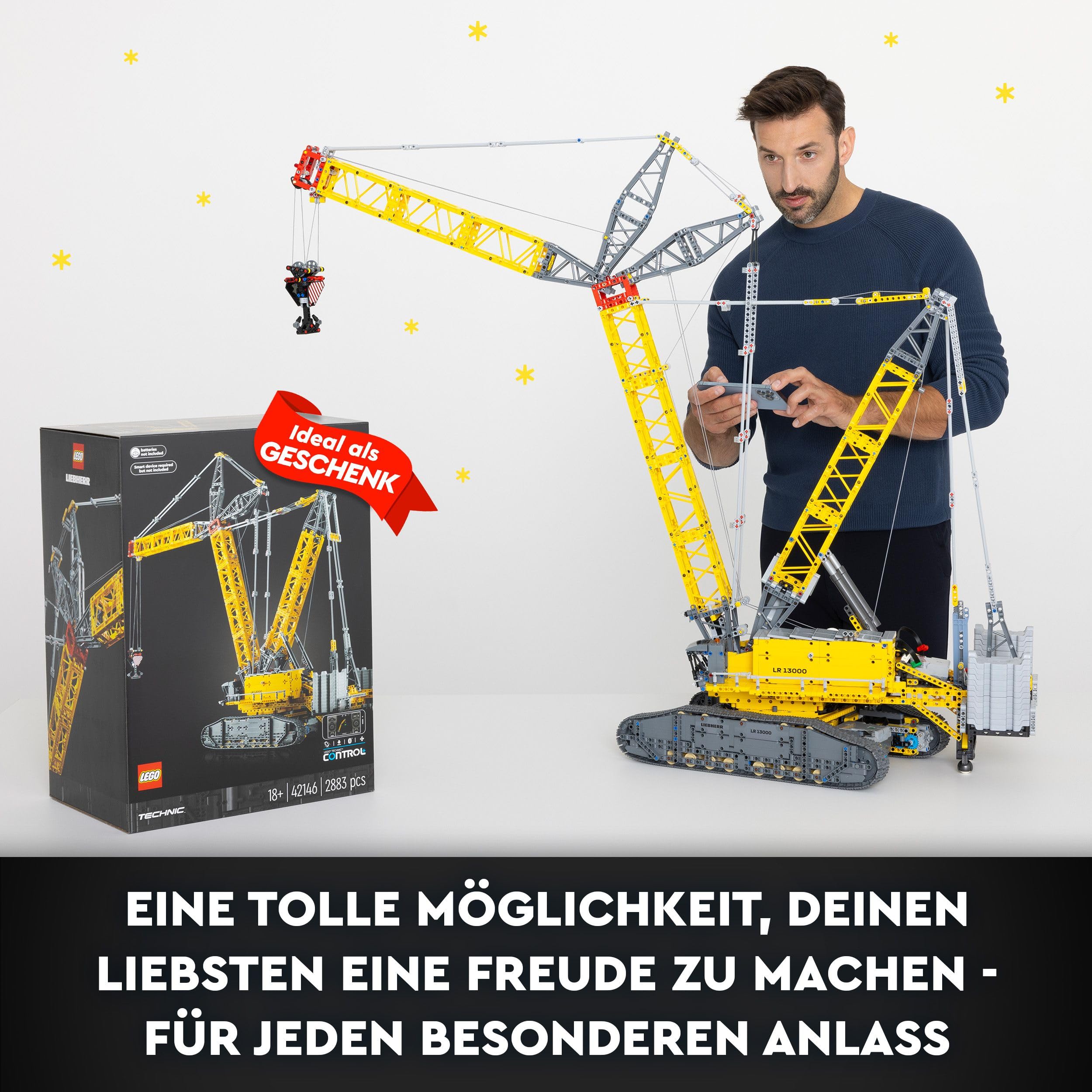LEGO Technic Liebherr LR 13000 Raupenkran (42146) – Ferngesteuertes Baufahrzeug mit Control+ App, großes Modell für Erwachsene