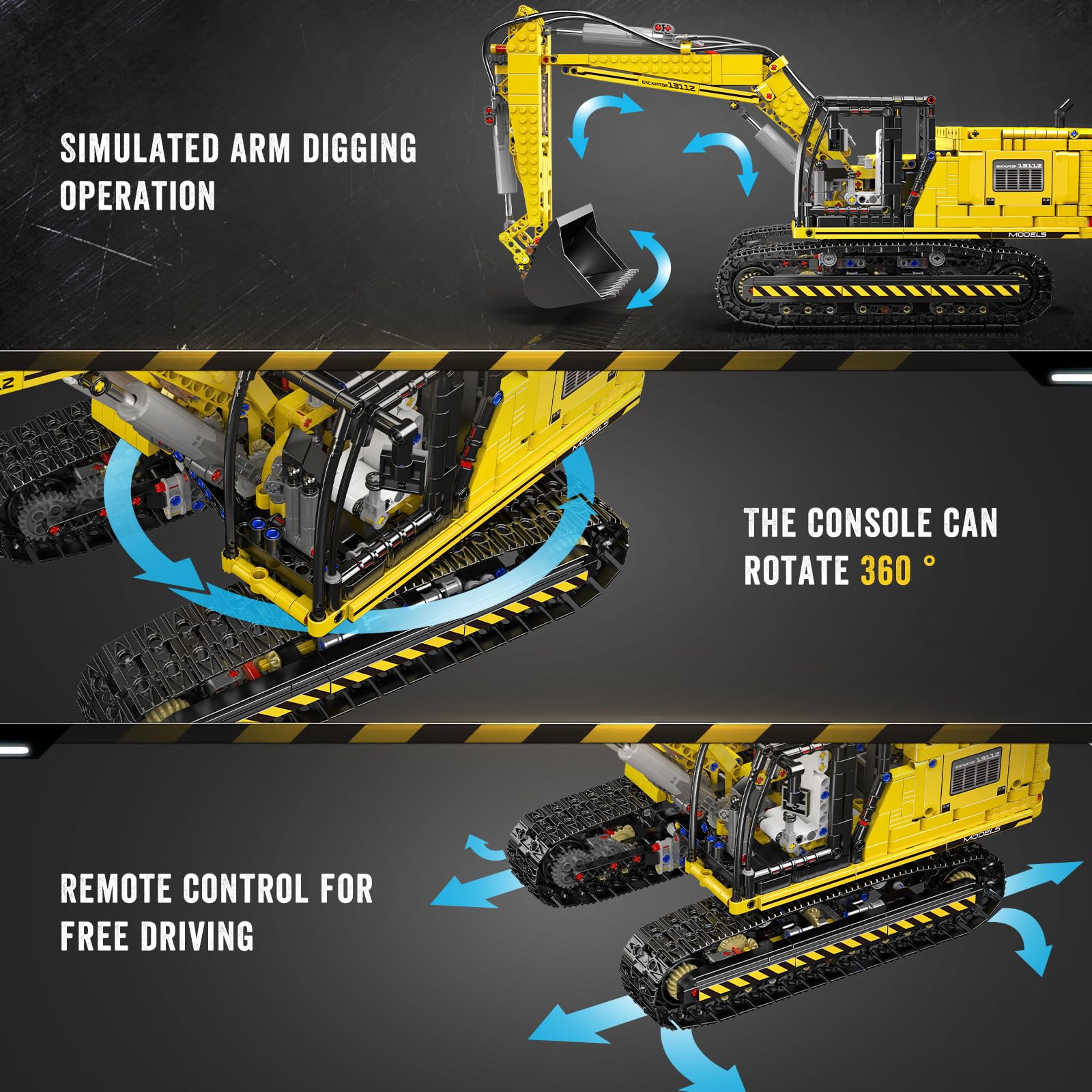 MOULD KING Technik Bagger (APP-ferngesteuertes Raupenbagger Modell, motorisiert, Klemmbausteine Bauset für Kinder ab 14 Jahren)