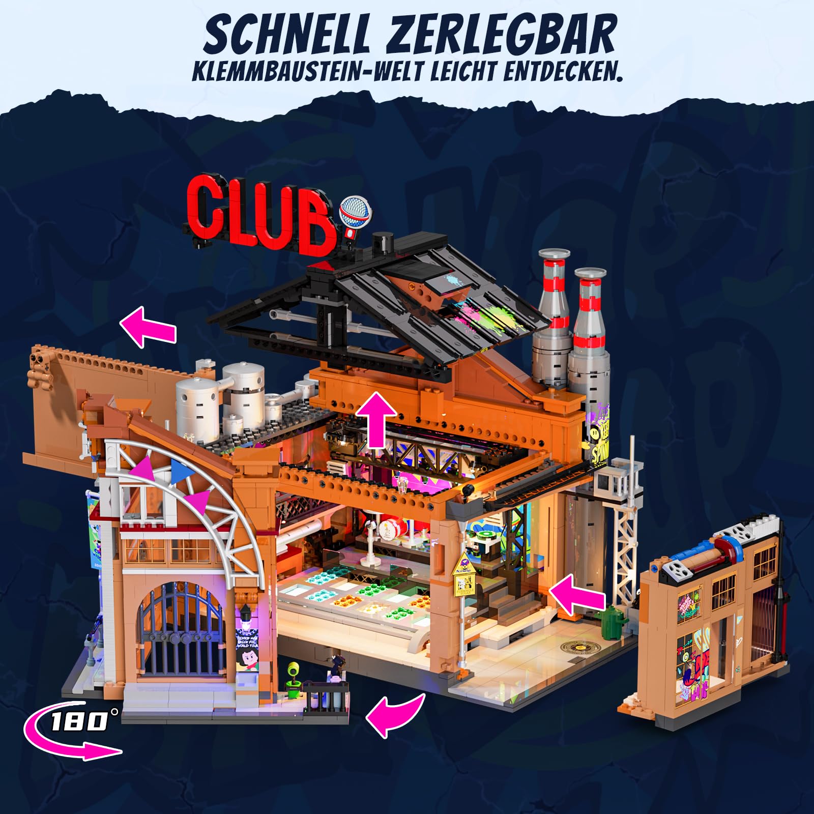 Funwhole Musik-Fabrikhaus F9068 (2654 Teile, Modular Building mit Beleuchtung, Deko & Spielzeug für Musikfans)