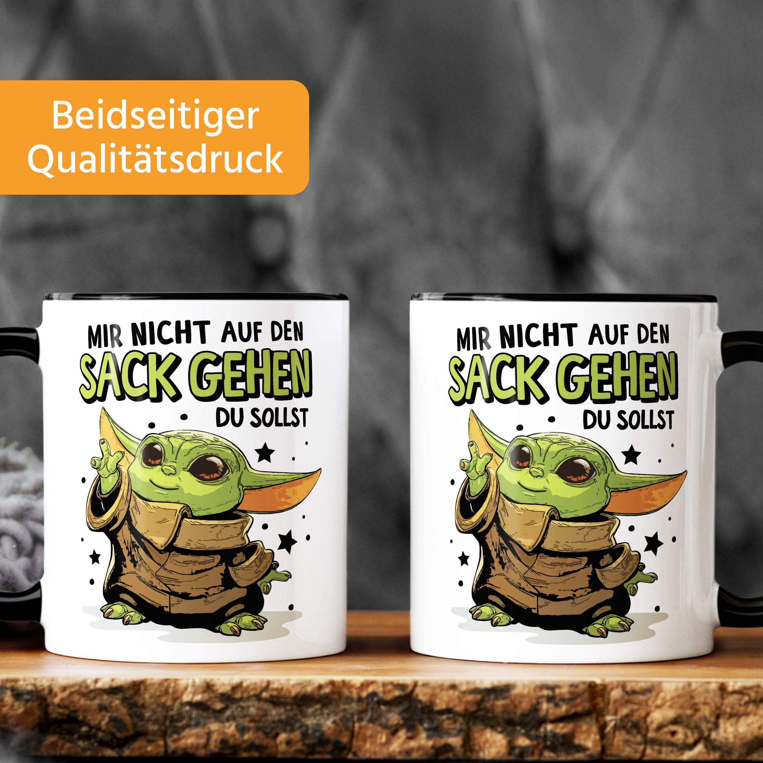 MoonWorks Kaffee-Tasse mit Spruch Mir nicht auf den Sack gehen du sollst Baby Bürotasse lustige Kaffeebecher Weiss-innen-schwarz standard