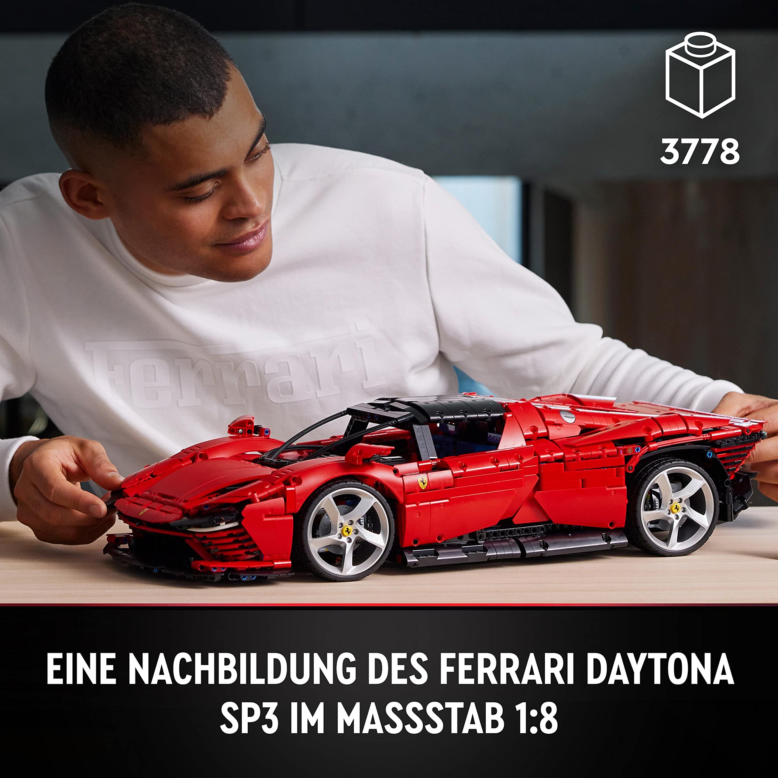 LEGO Technic Ferrari Daytona SP3 (42143) – Modellauto 1:8, roter Supersportwagen, Sammlerstück für Erwachsene