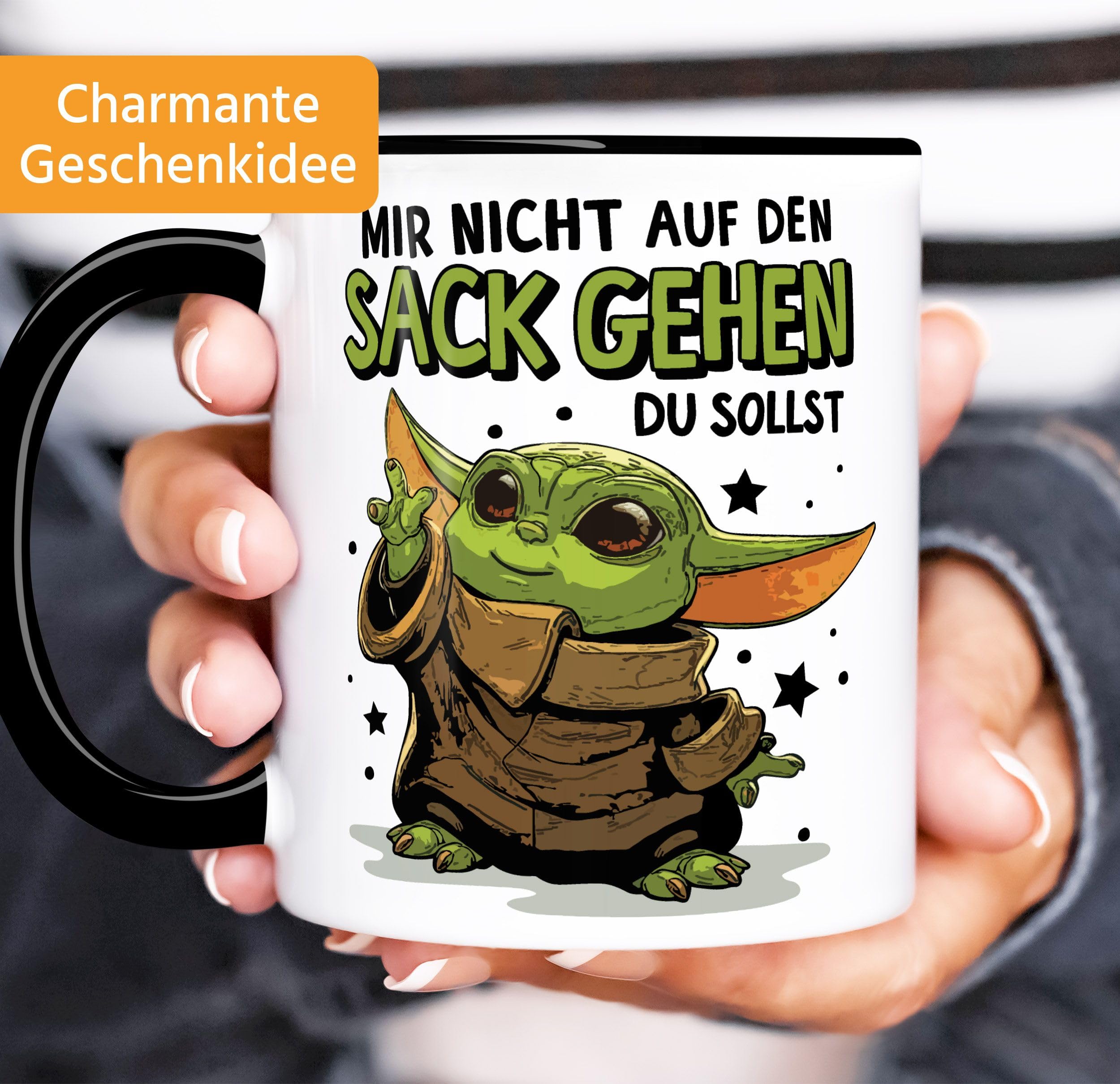 MoonWorks Kaffee-Tasse mit Spruch Mir nicht auf den Sack gehen du sollst Baby Bürotasse lustige Kaffeebecher Weiss-innen-schwarz standard