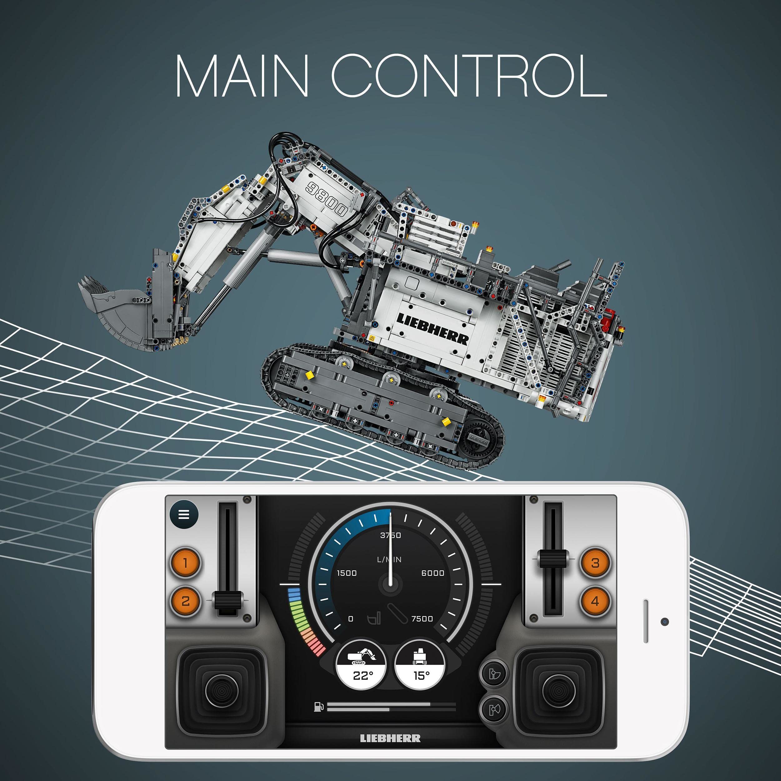 LEGO Technic Liebherr Bagger R9800 (42100) – Ferngesteuertes RC-Baufahrzeug mit Control+ App