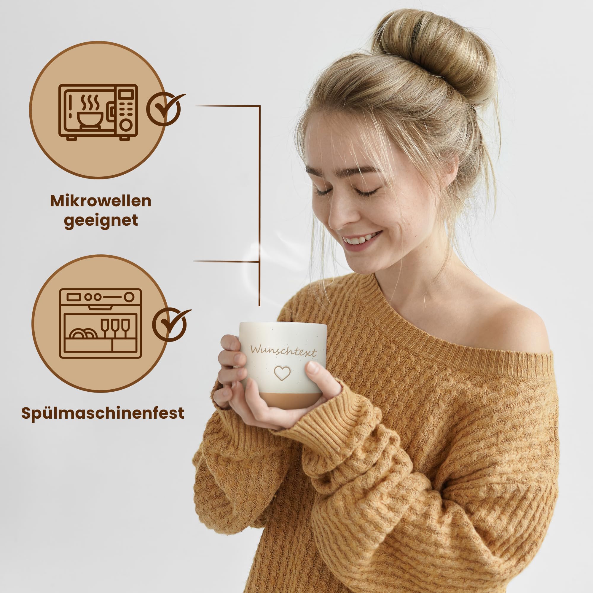 LIEBTASTISCH Kaffeebecher mit Lasergravur – Keramik Steingut Kaffeetasse, personalisierte Tasse für Kaffee, Tee – Lieblingsmensch Geschenk, Vatertag