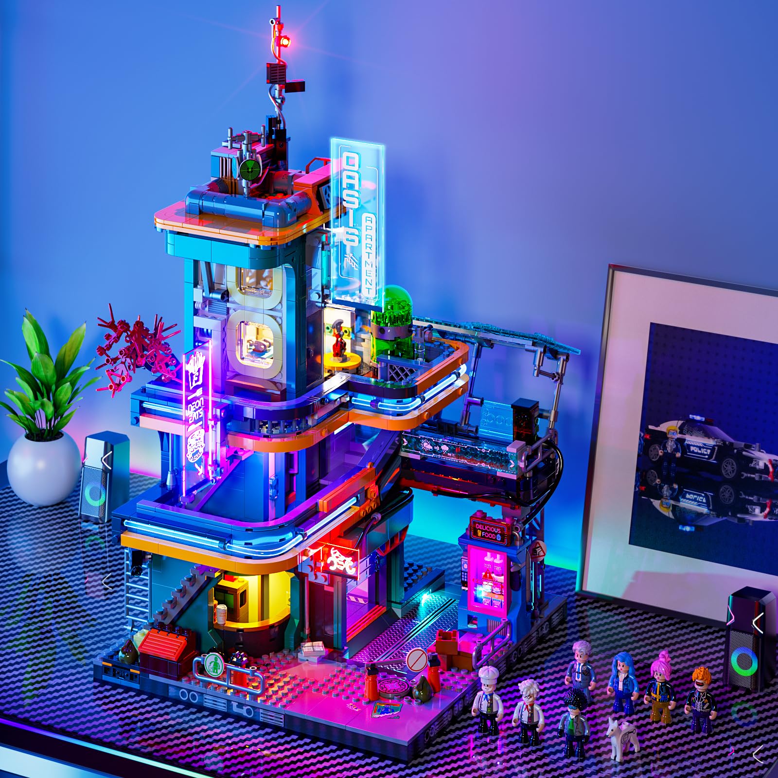 FUNWHOLE Cyberpunk-Villa (Beleuchtetes Baustein-Set, 2524 Teile, Zukunftsstadt-Modulgebäude für Erwachsene & Sci-Fi-Fans)