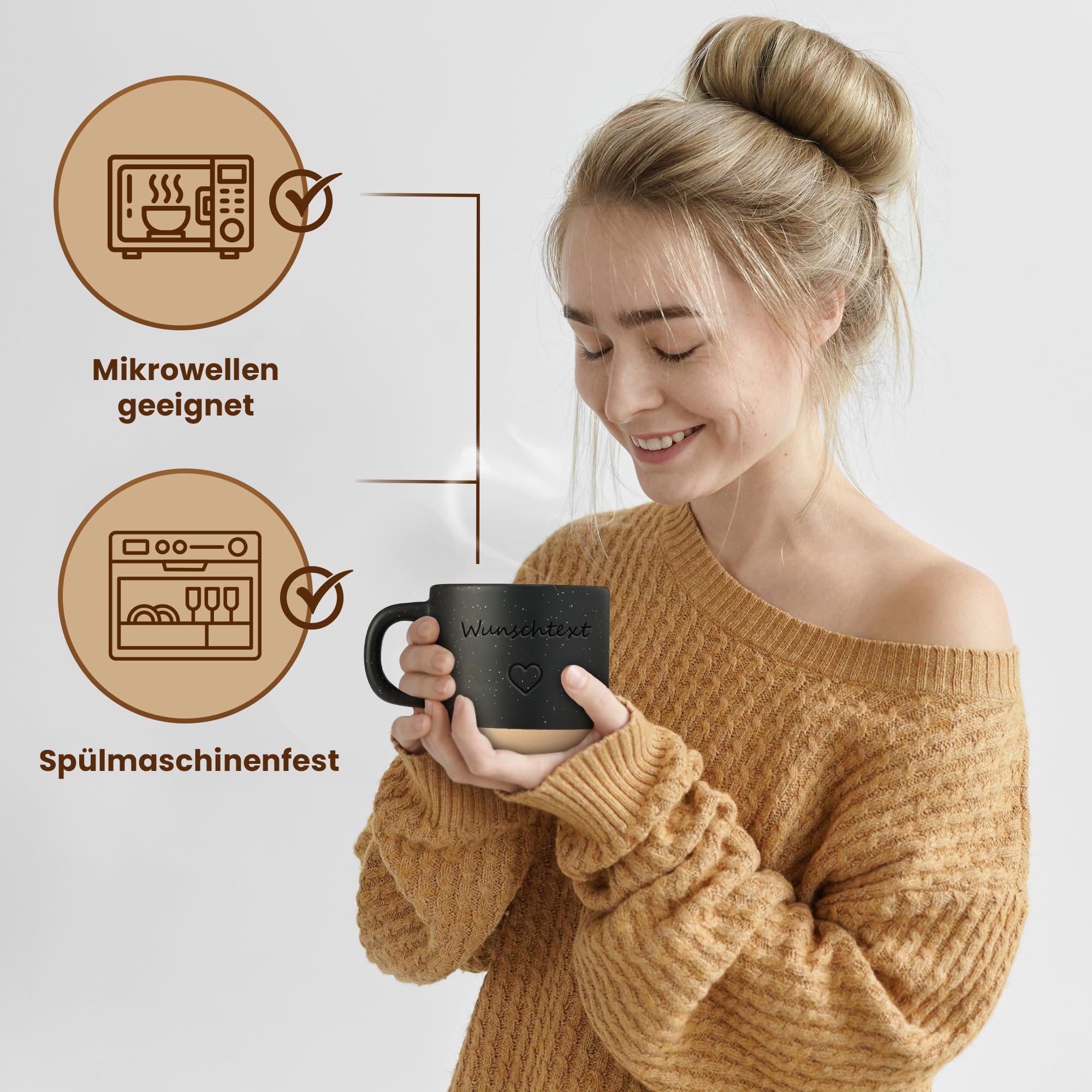 LIEBTASTISCH Kaffeebecher mit Lasergravur – Keramik Steingut Kaffeetasse, personalisierte Tasse für Kaffee, Tee – Lieblingsmensch Geschenk, Vatertag