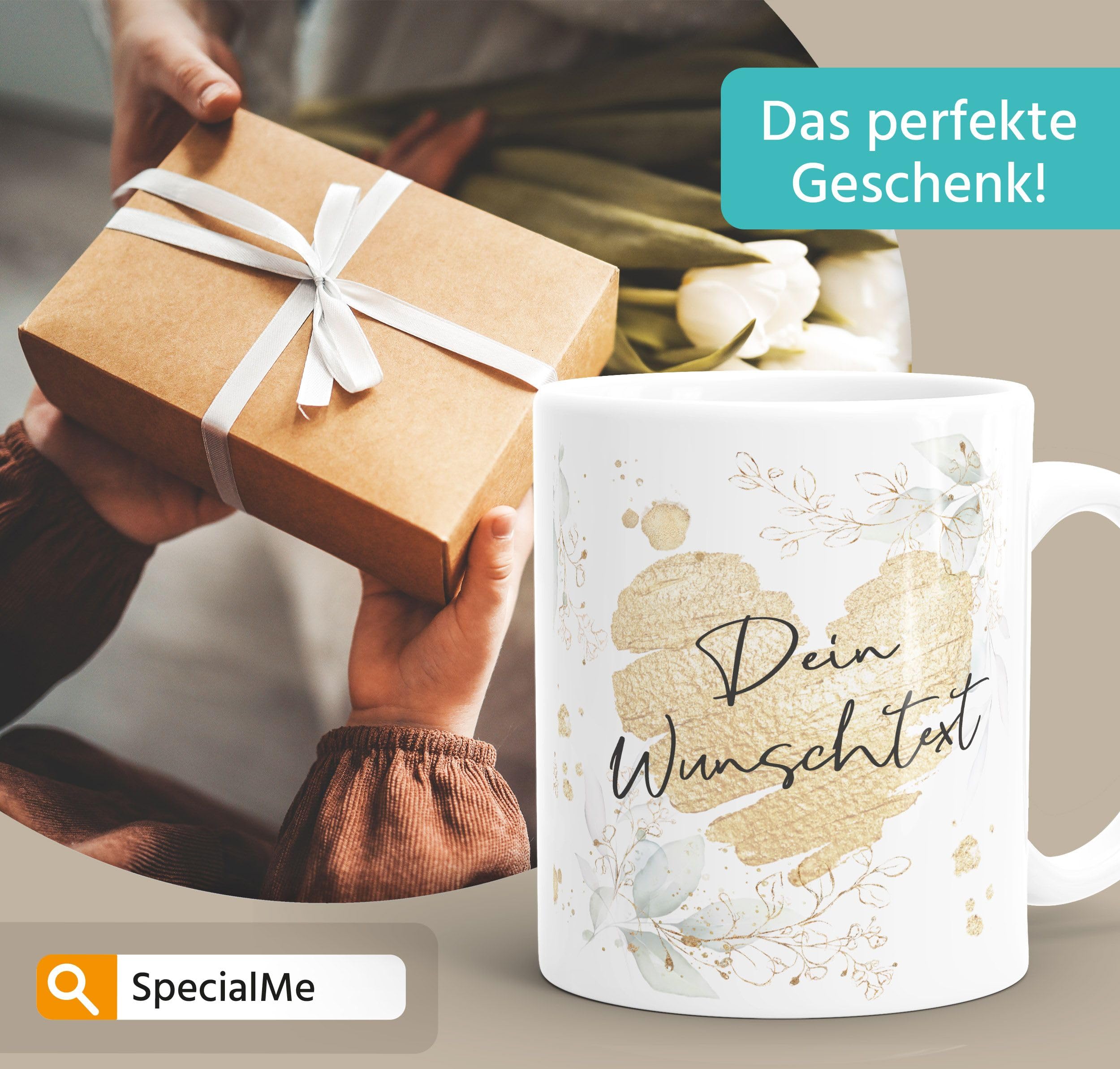 SpecialMe® Kaffee-Tasse [Wunschtext] mit Herz - soziale Berufe, Familie, Freunde kleines Dankeschön Geschenk Danke sagen Personalisiert weiß Keramik