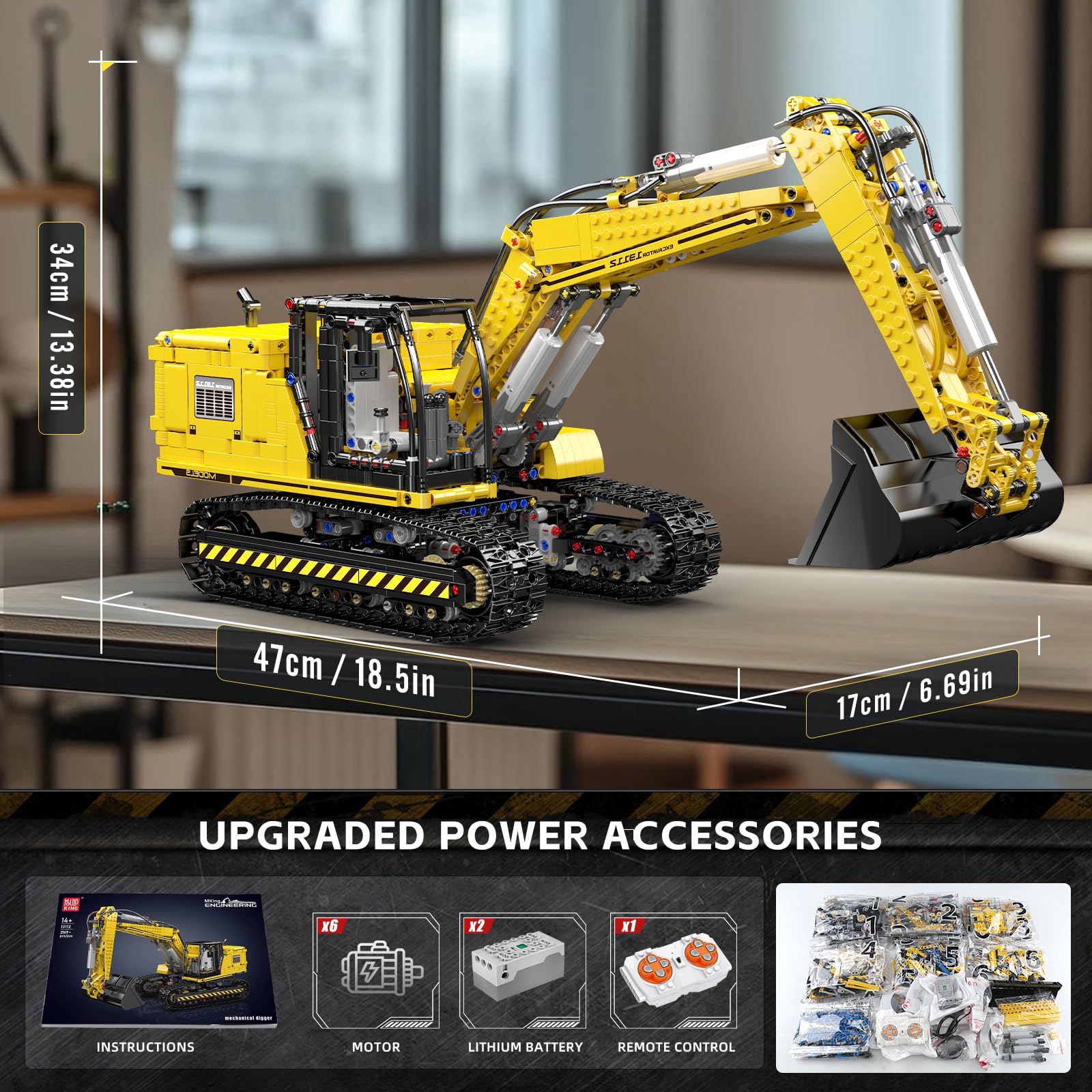 MOULD KING Technik Bagger (APP-ferngesteuertes Raupenbagger Modell, motorisiert, Klemmbausteine Bauset für Kinder ab 14 Jahren)