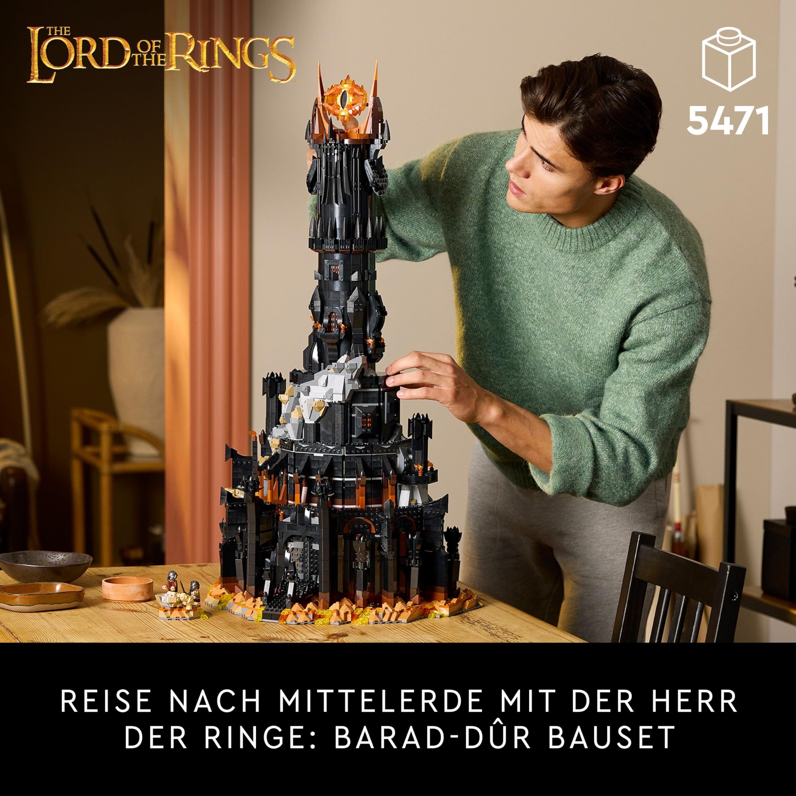 LEGO Icons Herr der Ringe: Barad-dûr (10333) – Bauset für Erwachsene mit Sauron, Orks & Helden, Sammlerstück für Fans